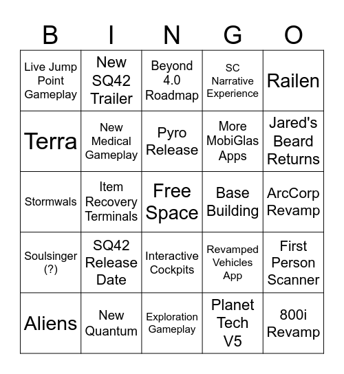 CitizenCon 2954 Bingo Card