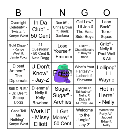 Purpe Music Bingo Card