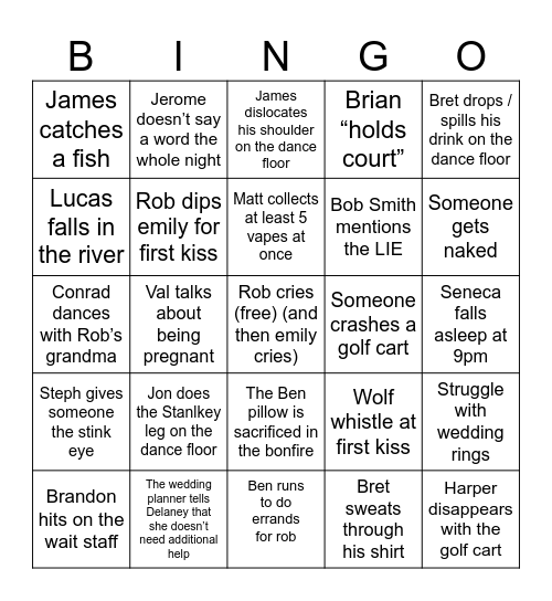 Wedding bingo Card