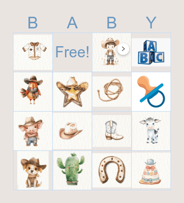 Little Cowboy Bingo Card