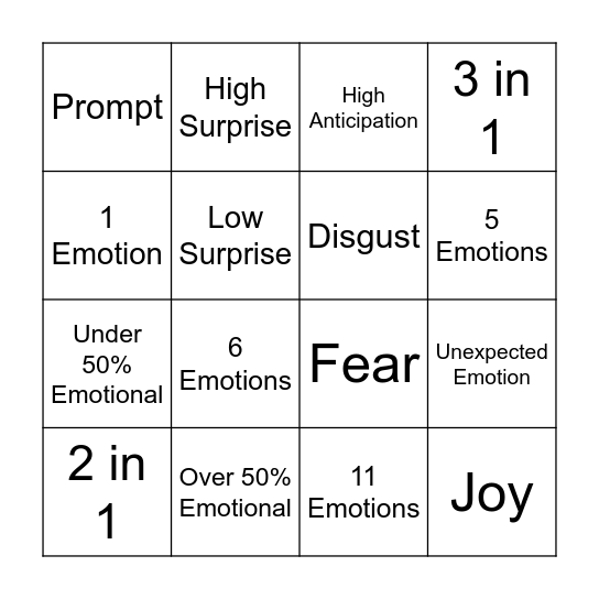 Emoshi Bingo Card