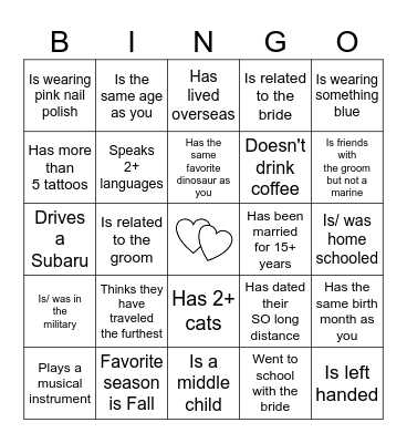 Find the Guest Bingo Card