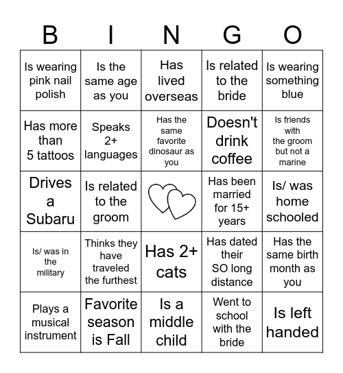 Find the Guest Bingo Card