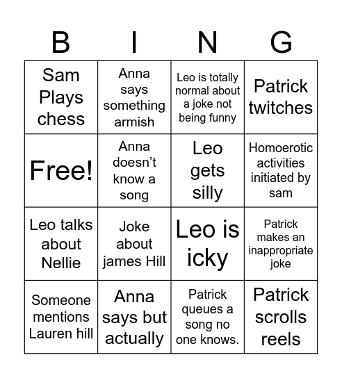 Gemma bingo Card