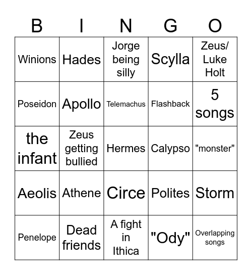 Ithica saga stream Bingo Card