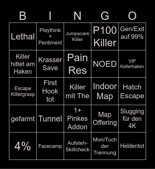 Drunk by Daylight Bingo Card