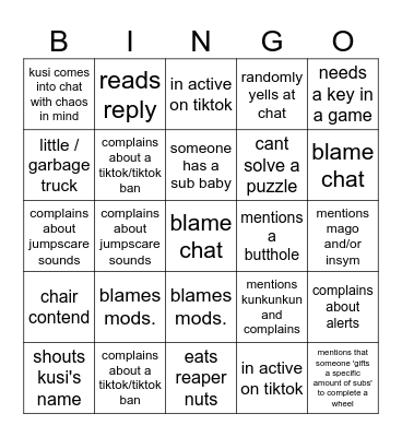 psycho bingo Card