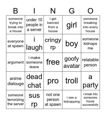 brookhaven bingo Card