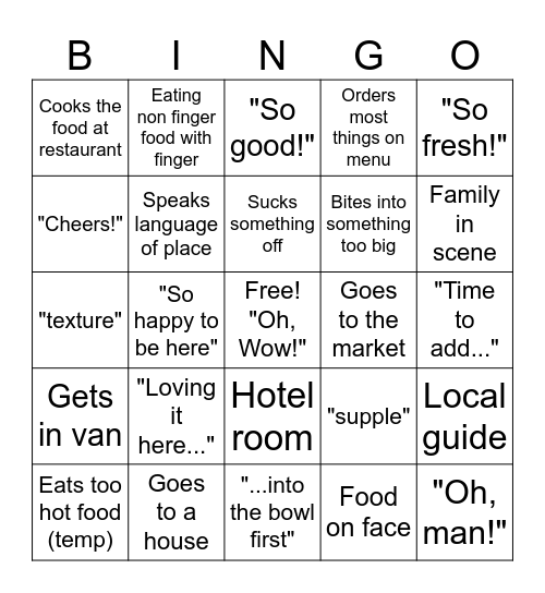 Mark Wiens Bingo Card