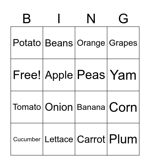 Garden Goodies Bingo Card