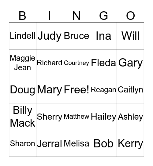 Shearer Reunion Bingo Card