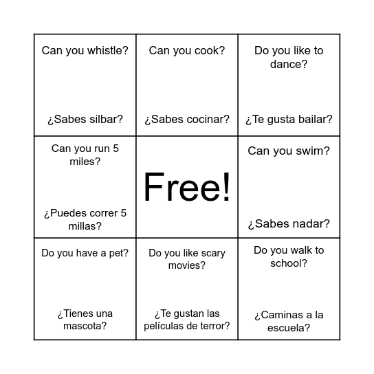 Can you Bingo? Bingo Card