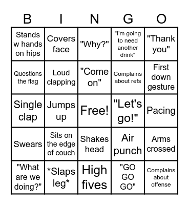 Football BINGO Card
