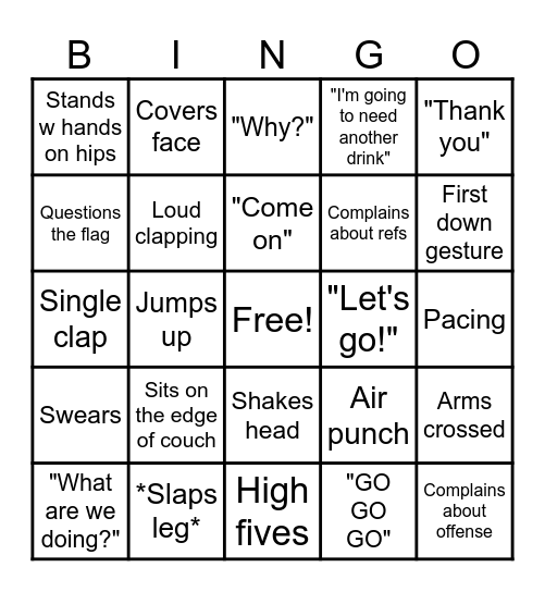 Football BINGO Card