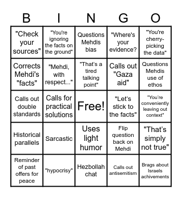 Eylon Bingo Card