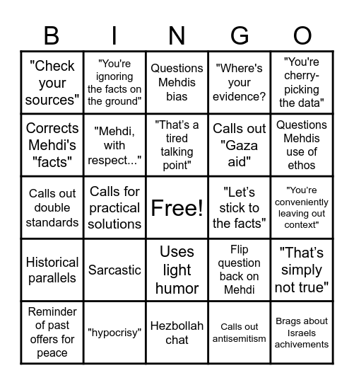 Eylon Bingo Card