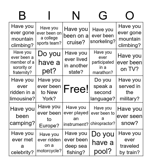 South Region BINGO Card