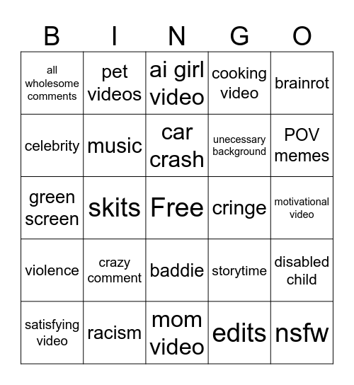 IG Bingo Card