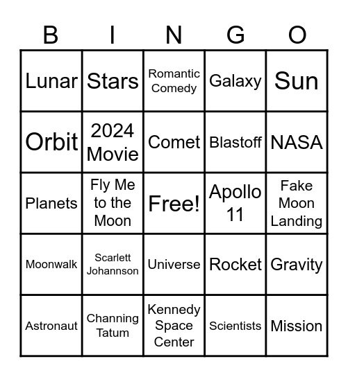 FLY ME TO THE MOON Bingo Card