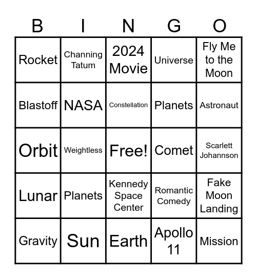 FLY ME TO THE MOON Bingo Card