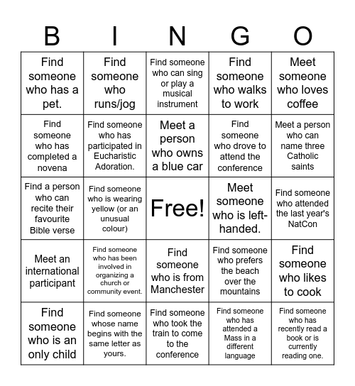 On The Way! Bingo Card