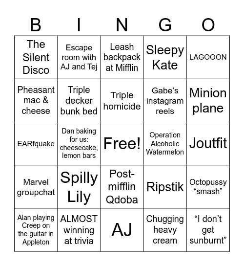 Whorechard Oaks Bingo Night Bingo Card