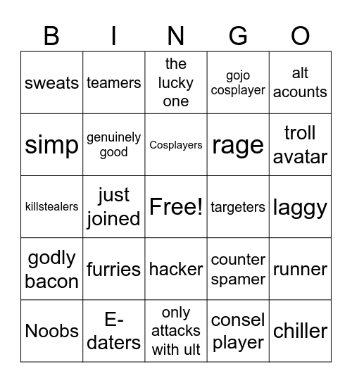 tsb Bingo Card