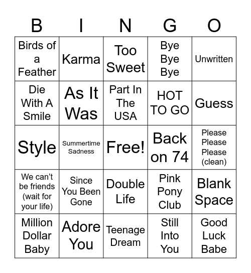 OKIE DOKIE KARAOKE Bingo Card