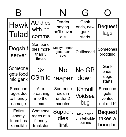 HELIOS Gank Bingo Card