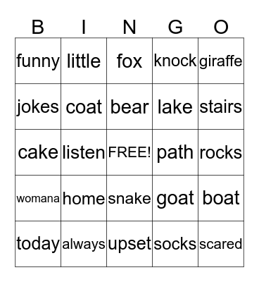 The Bear on the Stairs #1 Bingo Card