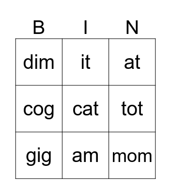 Skills Unit 3 Bingo Card