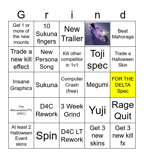 AUT halloween update bingo (Yellow is top priority) Bingo Card