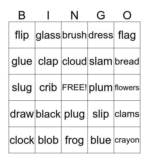 Phonics #5 Bingo Card