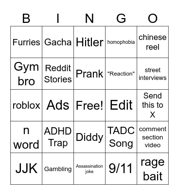 Instagram Bingo Card