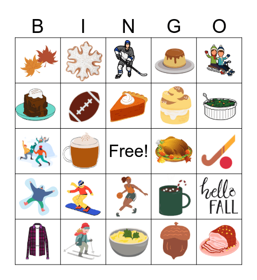 Weekly Fall Into Winter BINGO! Bingo Card