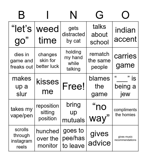ryan’s bingo Card