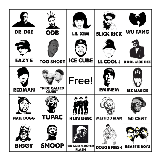 Hip Hop Bingo Card