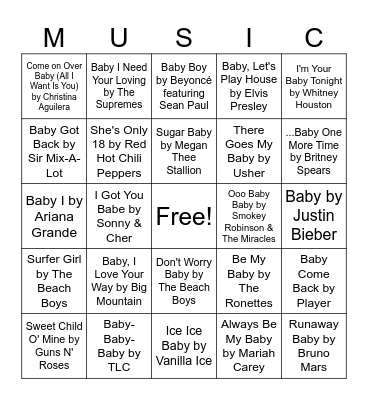 Baby Shower Bingo Card