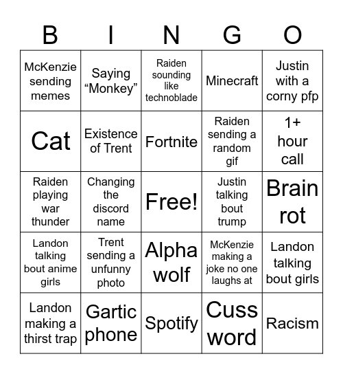 GC BINGO Card