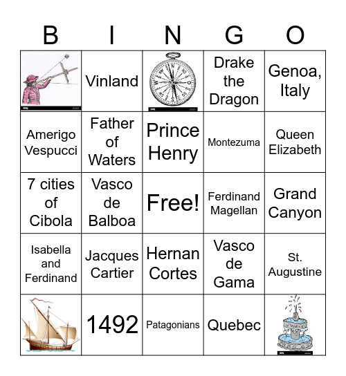 Age of Exploration Bingo Card