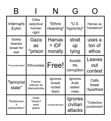 Mehdi Bingo Card