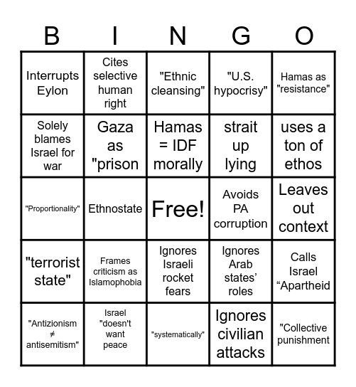 Mehdi Bingo Card