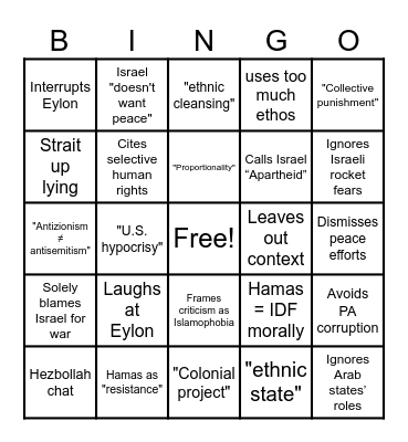 Mehdi Bingo Card