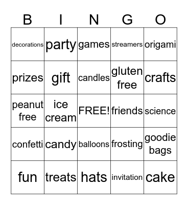 Birthday Bingo Card