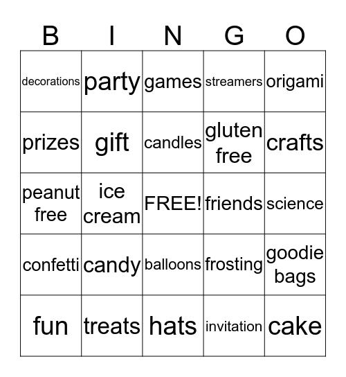 Birthday Bingo Card