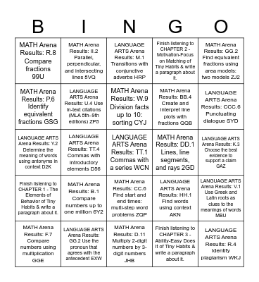 NATHAN 9/23 to 9/28 Bingo Card