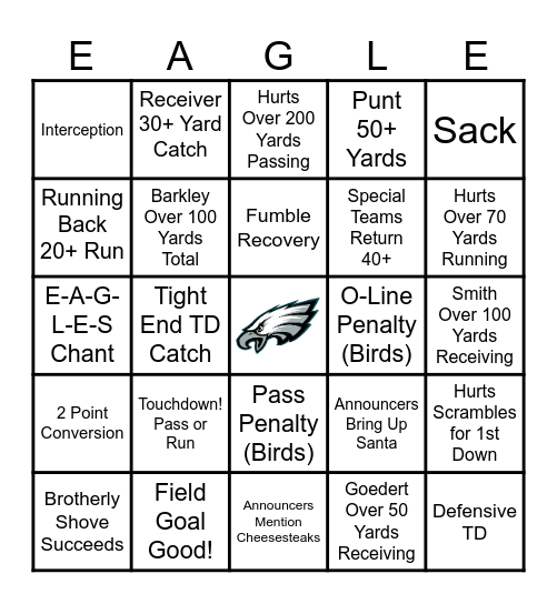 E-A-G-L-E-S EAGLES! Game 3 Bingo Card