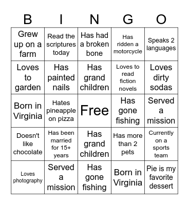 Fall into Friendship Bingo Card