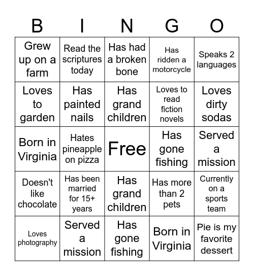 Fall into Friendship Bingo Card