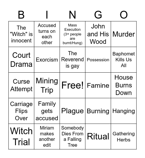 Salem BINGO Card